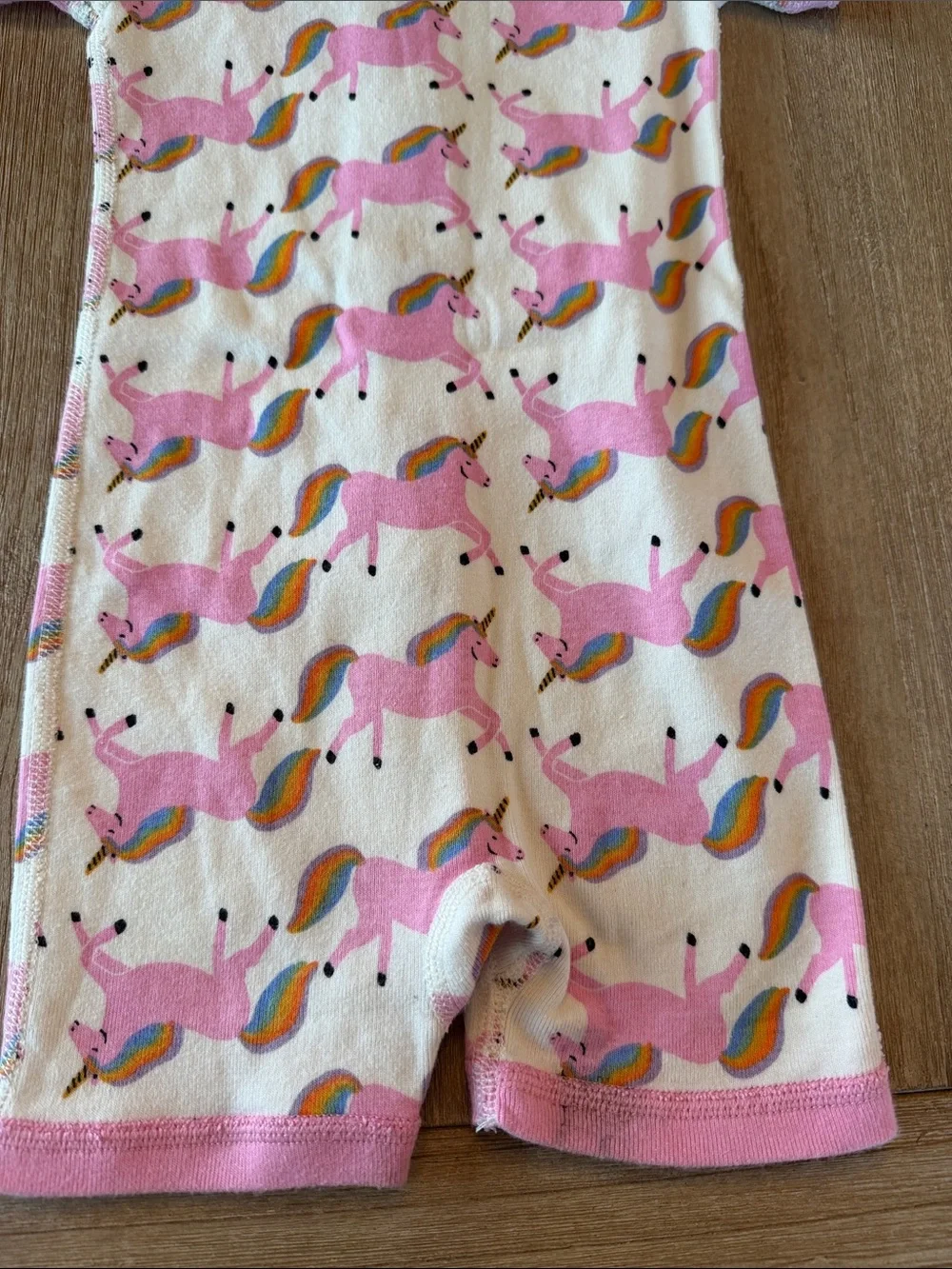 Hanna Andersson Pink and White Unicorn Zip Romper